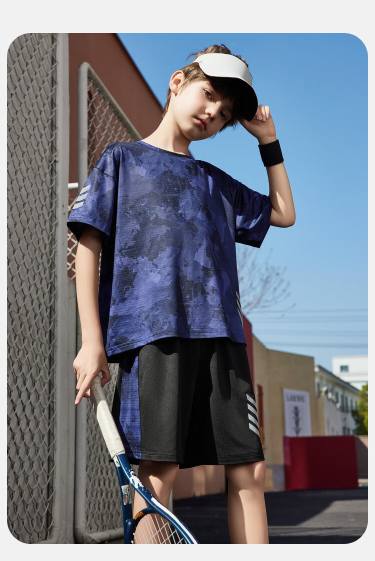 ASK JUNIOR Children's Clothing Set, Boys' Summer Thin Breathable Short-Sleeve T-Shirt And Shorts, Sports Running Two-Piece Set, Tennis Outfit 22