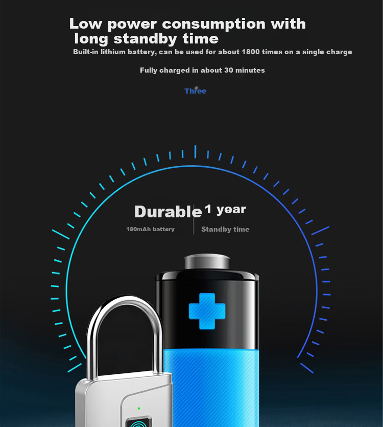 Dipuer Fingerprint Smart Padlock for Home Indoor Security, Electronic Smart Lock for Main Door with Password Lock 8