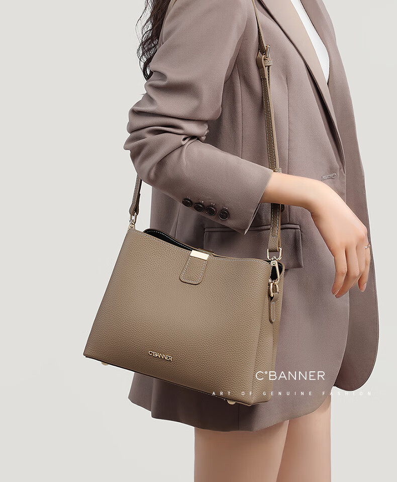 C.BANNER Women's Handbag, Top-Grain Leather Bucket Bag, Shoulder Crossbody Tote Bag, Practical Birthday And Mother's Day Gift for Mom 1