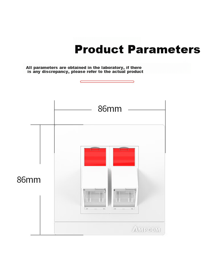 AMPCOM Fiber Optic Socket Panel, Dual-Port 86-Type Telecom-Grade SC Single-Mode Fiber Optic Patch Cable Pigtail Coupler Flange Interface Wall Socket, AM86SC02 16