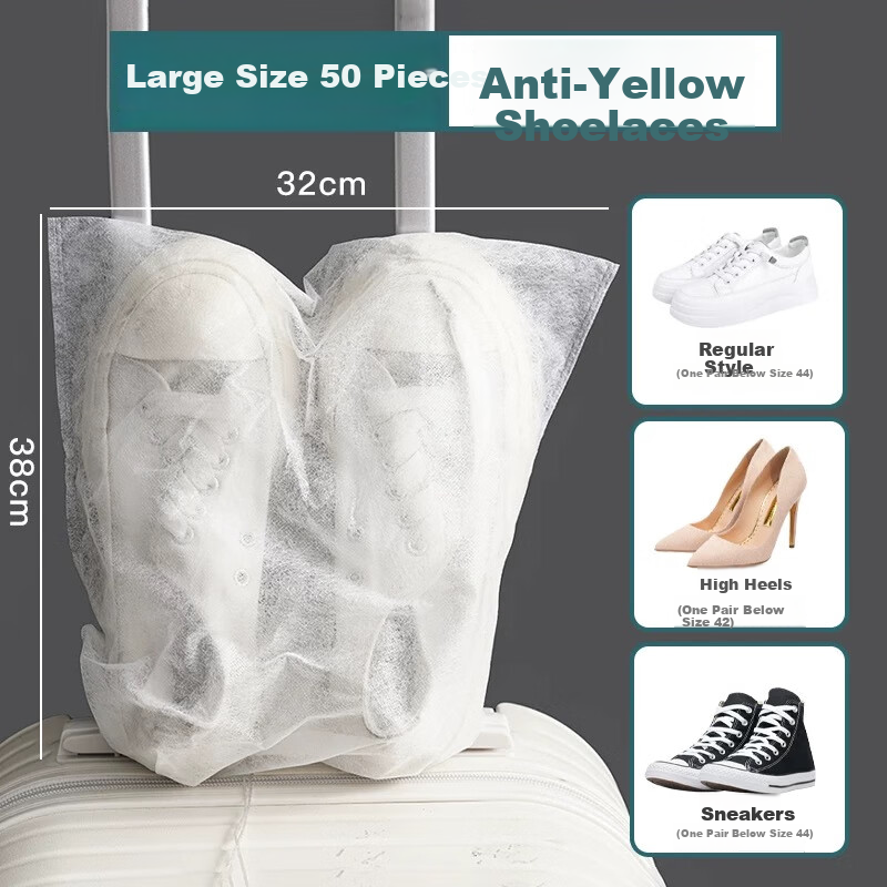 Bahainiao Shoe Storage Bags, Disposable Shoe Drying Covers, White Sneaker Protectors, Sun-Proof, Dust-Proof, Mold-Proof Shoe Covers, Pack of 50