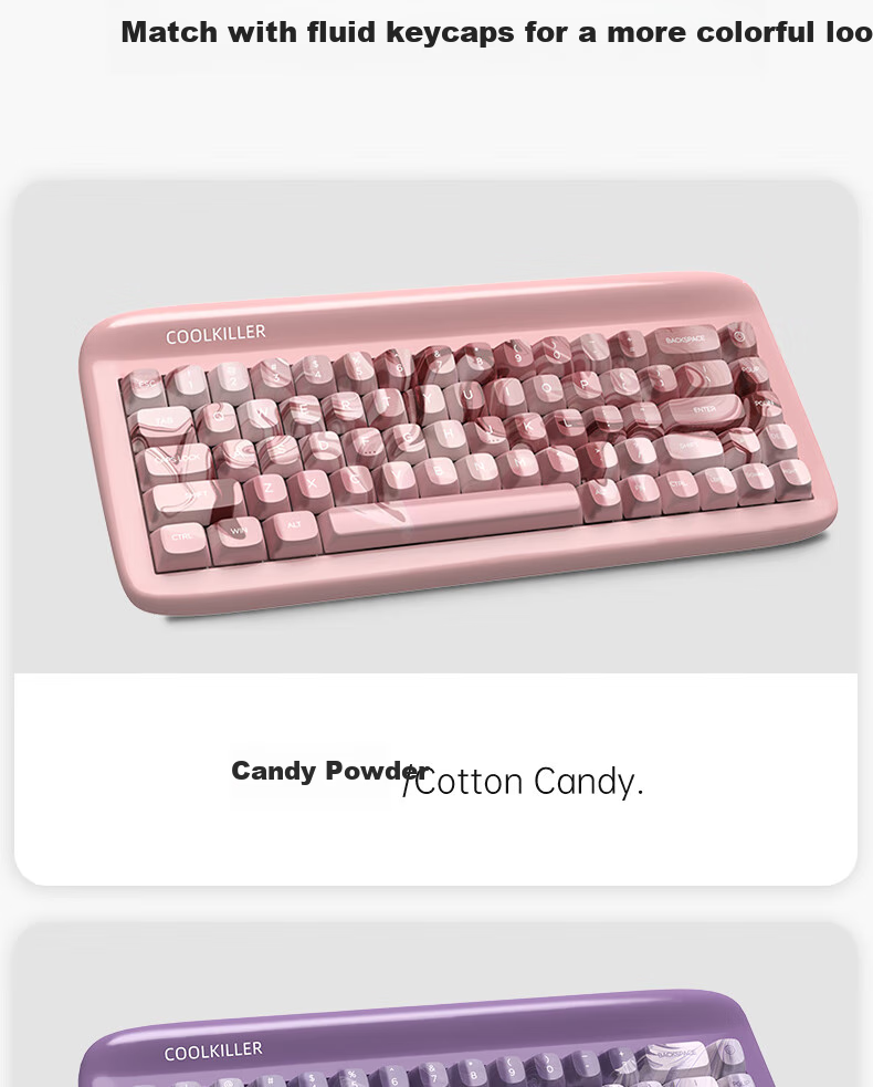 CoolKiller VIVID67 Custom Mechanical Keyboard, Aluminum Block, Wireless Bluetooth Tri-Mode Gaming Keyboard, Gift for Girlfriend, Candy Pink 18