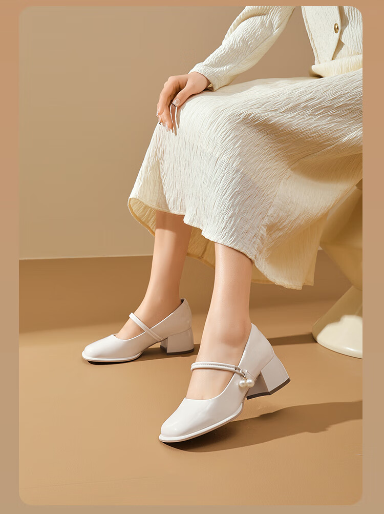 Dusto French Mary Jane Shoes for Women 2026 New Spring Square Toe Chunky Heel High Heels Comfortable Evening Shoes 2