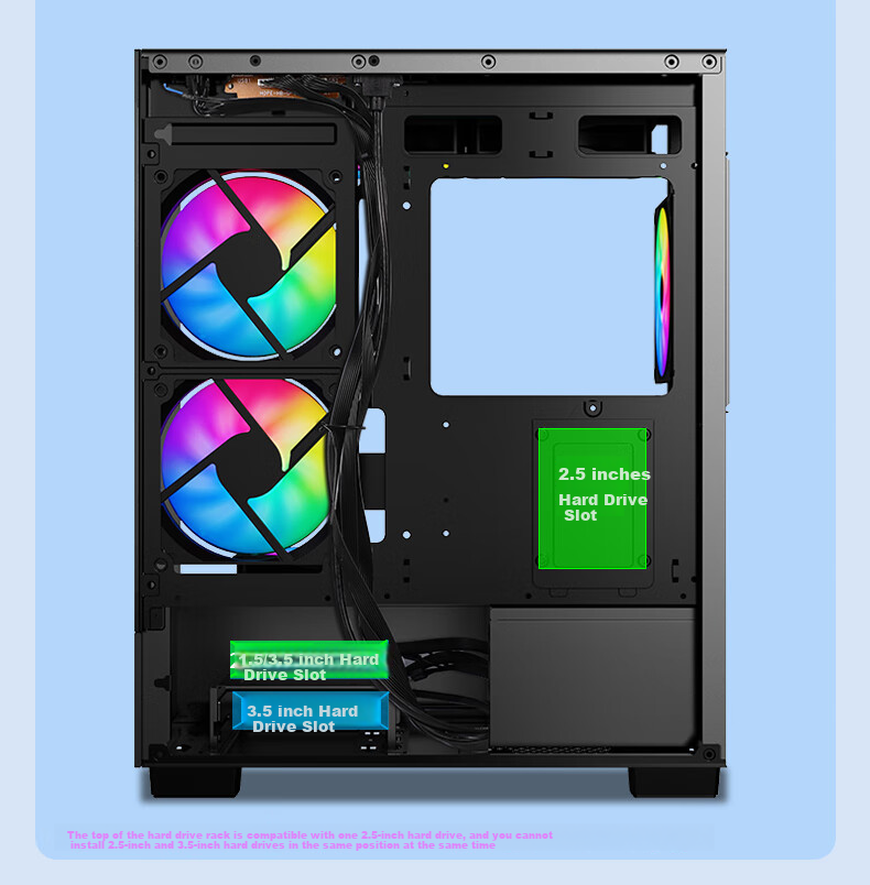 BUBALUS Black Light Realm Gaming Computer Case (Panoramic Tempered Glass / M-ATX Motherboard / 240mm Water Cooling / Vertical Airflow Duct) 5