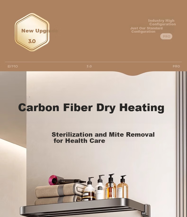 Baihan Electric Heated Towel Rack, Carbon Fiber Heating, Bathroom No-Drilling Electric Heating Towel Rack, Drying Rack 1