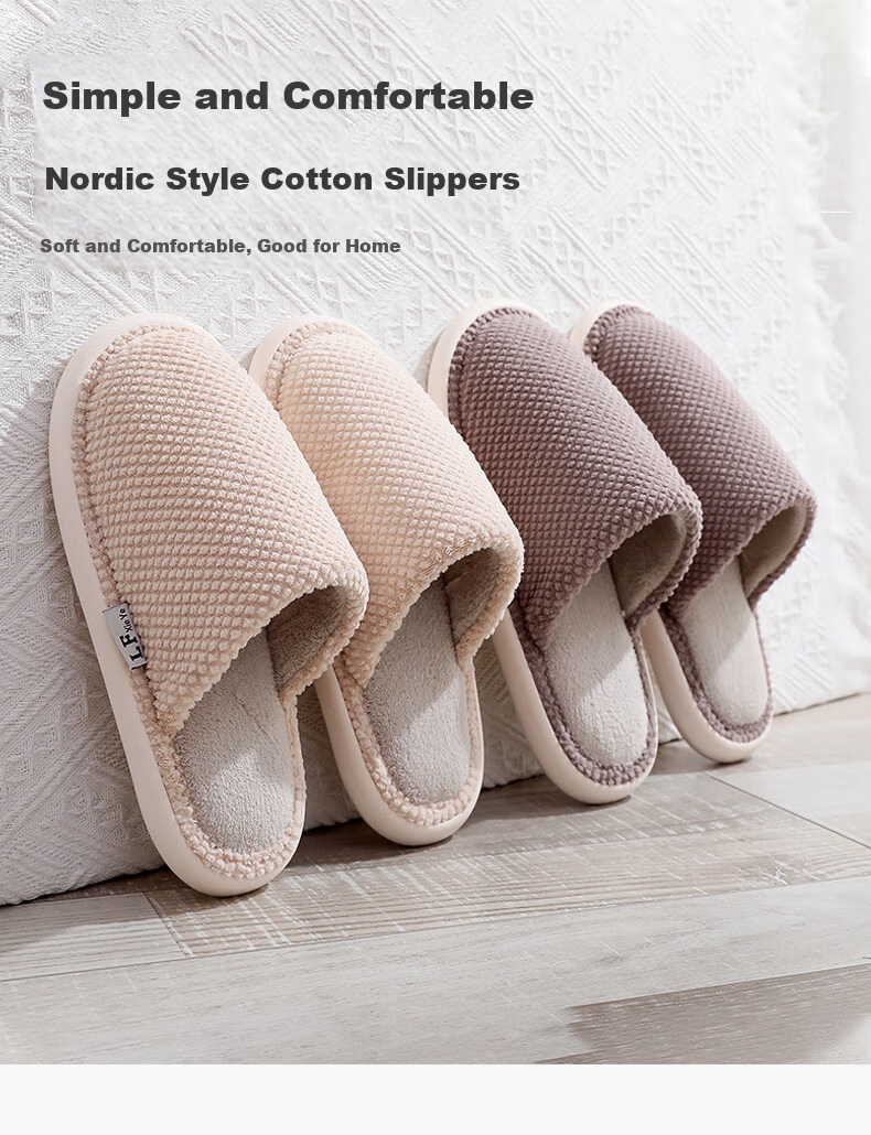 GUOLUOFEI Spring And Autumn Cotton Slippers for Men And Women, Indoor Home Slippers, All-Season Cotton Slides, Gray, Size 44-45 1