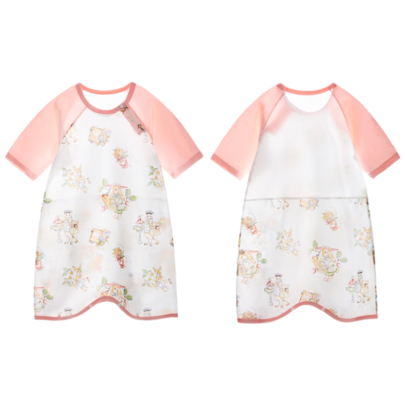 Beitaisi Baby Sleeping Robe, New Style with Breathable Mesh Back, Children's Summer Cotton Sleepwear, Infant Nightgow