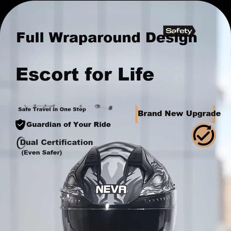 NEVA DOT Certified A1 Class Motorcycle Helmet Flip-up Winter Warm Anti-fog Dual Lens Safety Helmet 3
