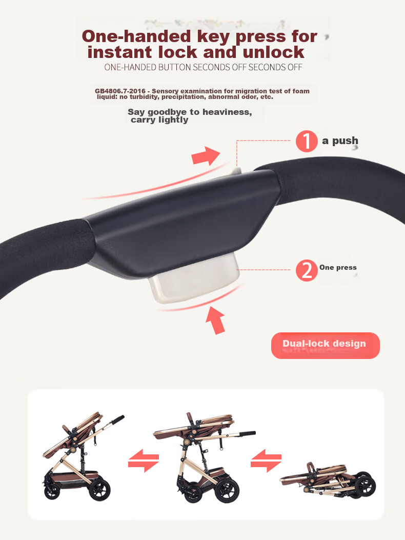 ANGI BABY Stroller: Reclining, Foldable, High-View, Reversible, Shock-Absorbing Baby Carriage 9