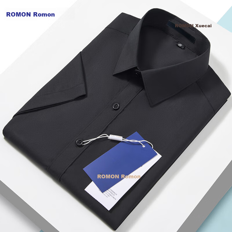 Мужская рубашка ROMON, свободного кроя, с коротким рукавом, повседневная, деловая, размер 38, черная