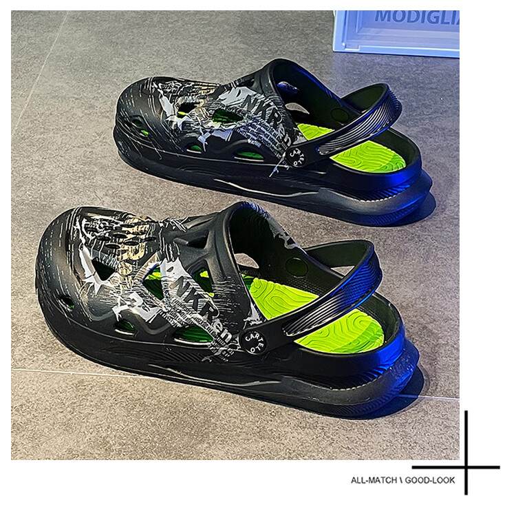 CARTELO Men's Perforated Shoes, Summer Popular Breathable Sandals, Dual-Use Soft-Soled Beach Shoes with Comfortable Feel 10