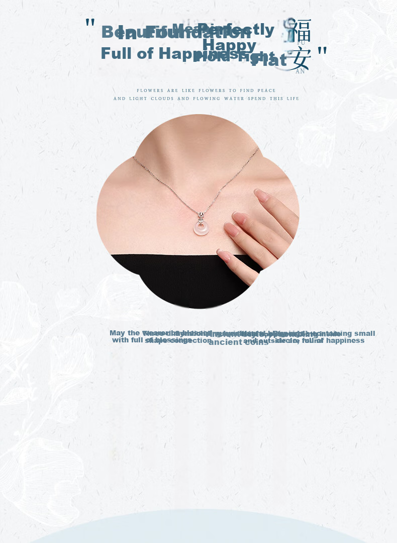 ALLOVE Xiangyun Peace Buckle Pure Silver Necklace with Agate Pendant for Women, Collarbone Chain Birthday Gift for Girlfriend Or Wife 1