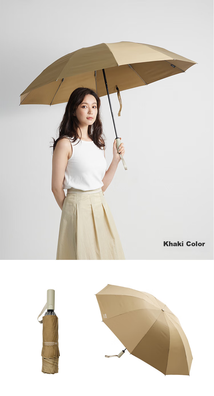 Obsu Japanese Non-Wet Umbrella, Dual-Use for Sun And Rain, Reverse Folding Design, Sun Protection, Beige Color, Non-Wet Umbrella 9