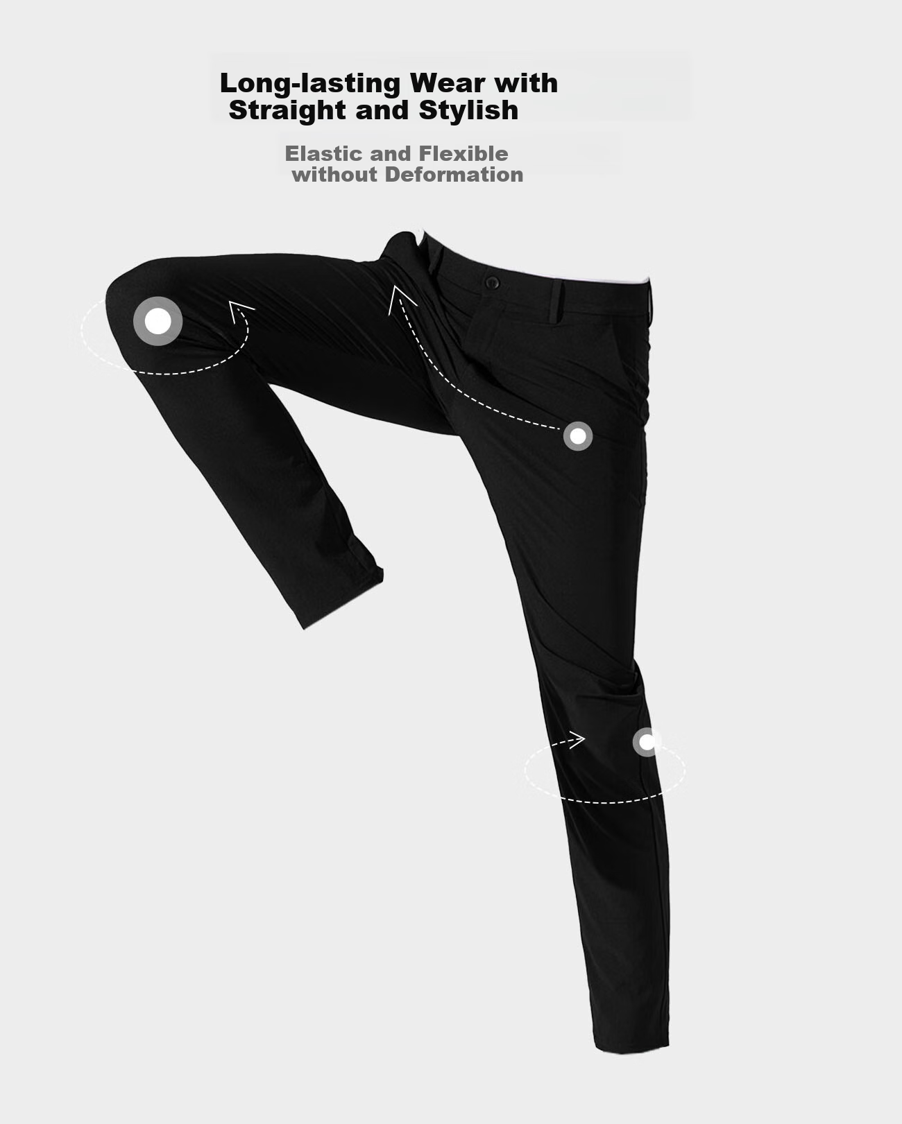 OUDING First-Class Black Diamond Dress Pants for Men, Easy-Care, High-Elasticity, Wrinkle-Resistant, Business Casual Trousers, Black Diamond, Size 38 5