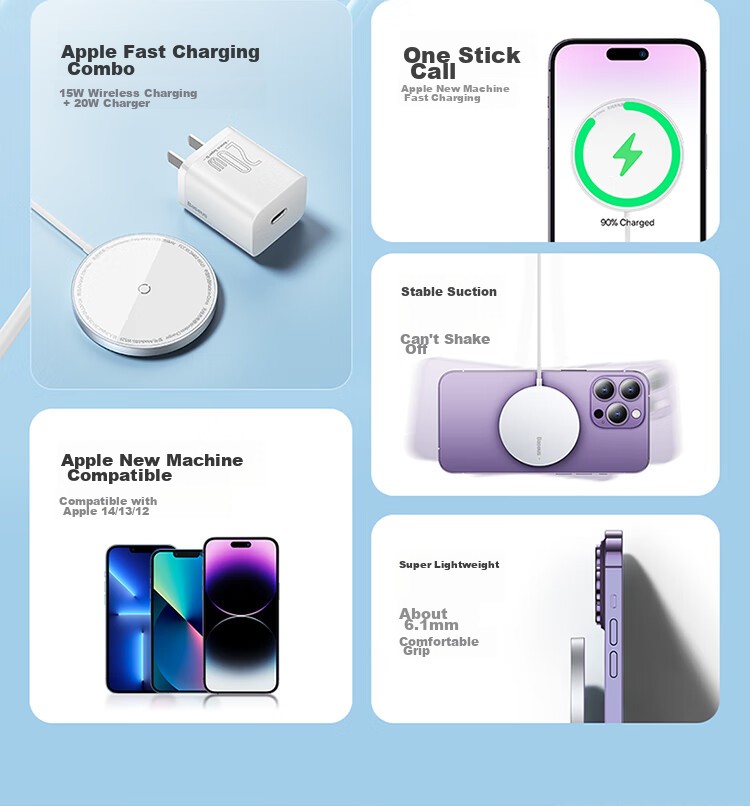BASEUS Wireless Charger for IPhone 17 Pro Max, Supports MagSafe Magnetic Fast Charging, Compatible with Apple 17/16/15 Huawei Phones And AirPods Earphones, White 3