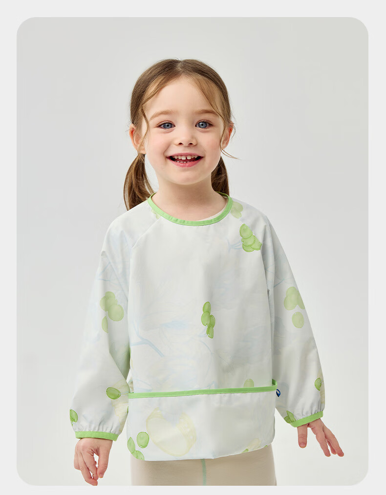 Babycare Baby Feeding Bib Toddler Smock Infant Anti-Dirt Apron with Back Cover Food-Grade Round Note Pattern Size 90 6