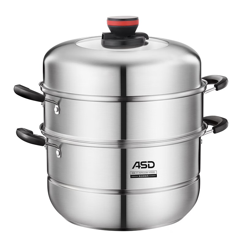 ASD Steamer Pot, Three Layers, 30CM Thickened Base, High-Arch Lid, Large Capacity Fish Steaming Pot, ZS30A5WG