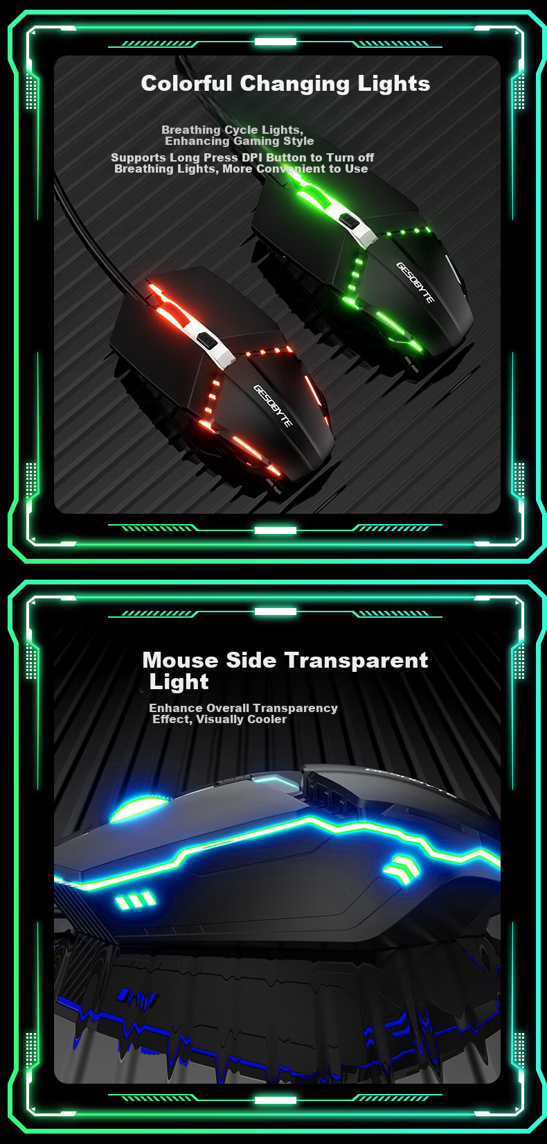 GESOBYTE G108X Mechanical Feel Keyboard And Mouse Combo Wired Keyboard And Mouse Set Gaming Office Home Computer Keyboard PUBG Set Metal Panel Black 9