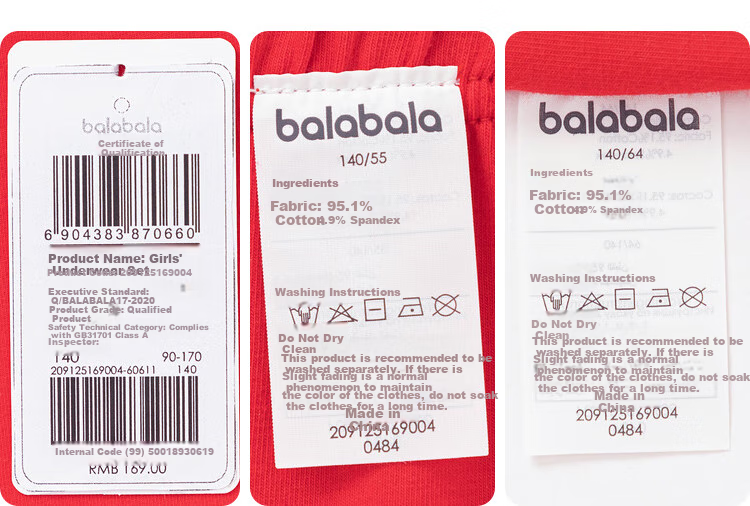 BALABALA Kids Children's Underwear Set Girls 2026 New Spring Autumn Red Zodiac Year Pajamas New Year Collection 13