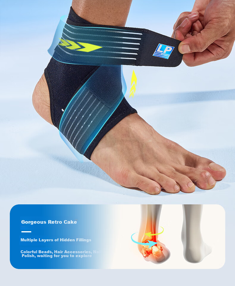 LP Double-Fixed Professional Sports Ankle Brace, Joint Protection for Sprains And Twists, Protective Sleeve 1307CK, Single Piece L/XL 5