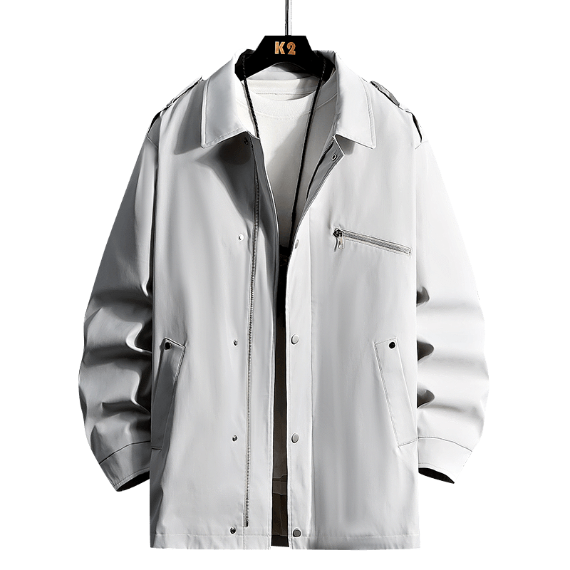 Number One Youth Men's Jacket Spring Autumn New American Style Plus Size Workwear Long Sleeve Shirt Coat Black 3XL