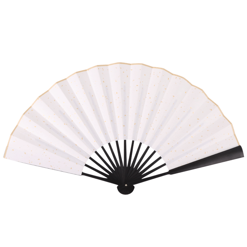 TaTanice Folding Fan, Chinese-Style Classical Handmade Men's Fan, Xuan Paper with Gold-Flecked Bamboo, Business Gift