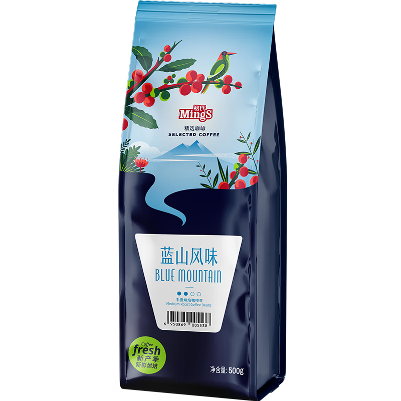 铭氏（Ming's）蓝山风味咖啡豆500g 精选阿拉比卡 中度烘焙手冲美式黑咖啡