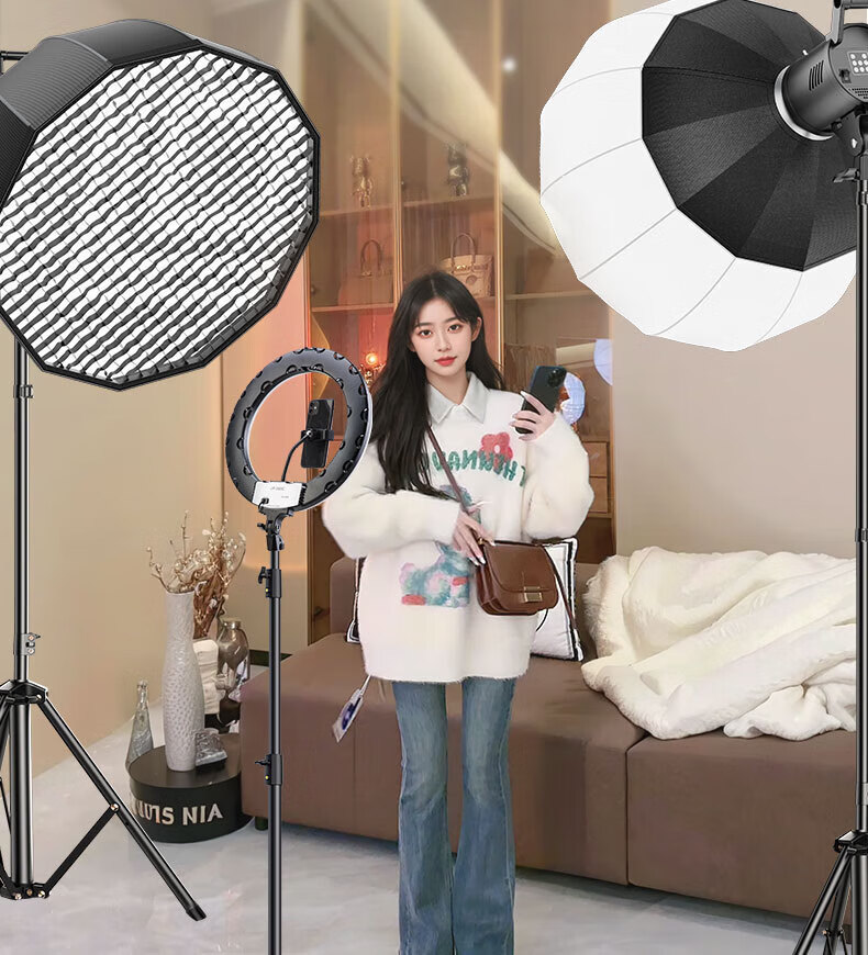 Beiyang Live Streaming Photography Fill Light, Live Streaming Light, Spherical Deep-Throw Light, Plant Light, Professional Studio Soft Light, High-Brightness COB Soft Light Ball, Portrait Beauty Environment Light 31