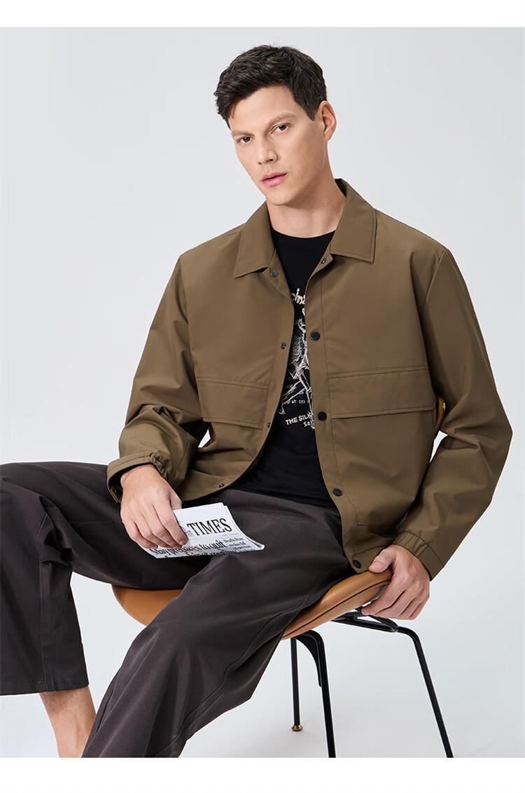 DANCING WOLVES [4A Waterproof] Lightweight Outdoor Workwear Jacket, Casual Easy-Care Versatile Men's Coat, 001 Black, Size S 7