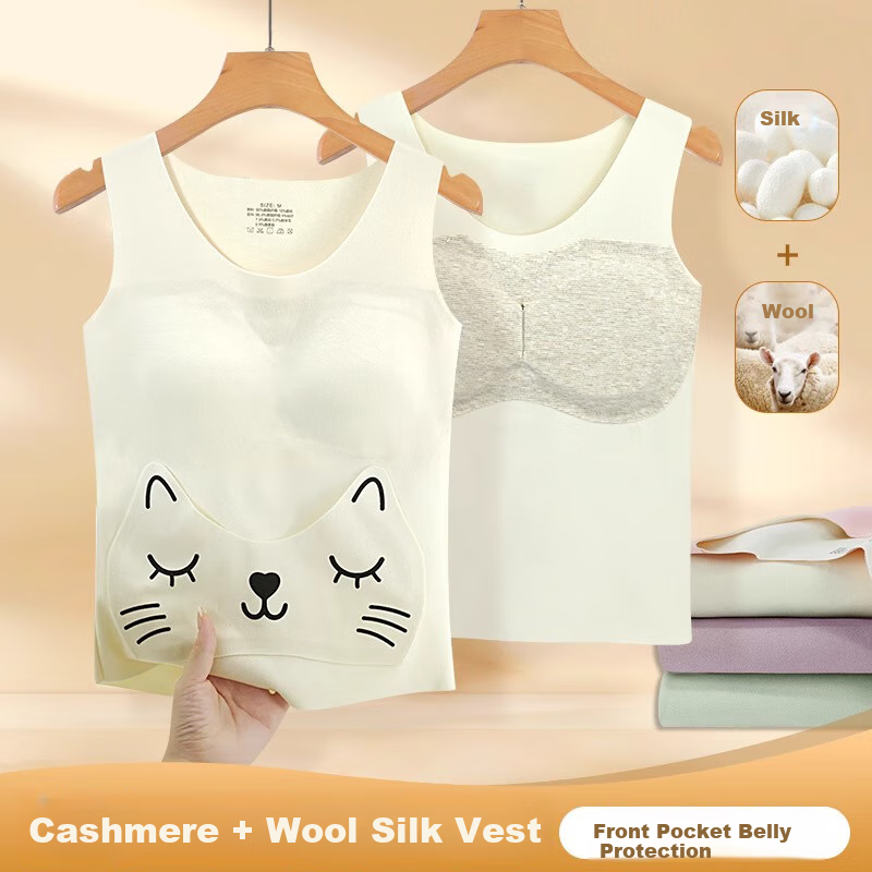 YUZHAOLIN Children's Thermal Vest for Girls with Chest Pads, Seamless Wool Silk Bra for Puberty Girls Aged 9-12 And 16