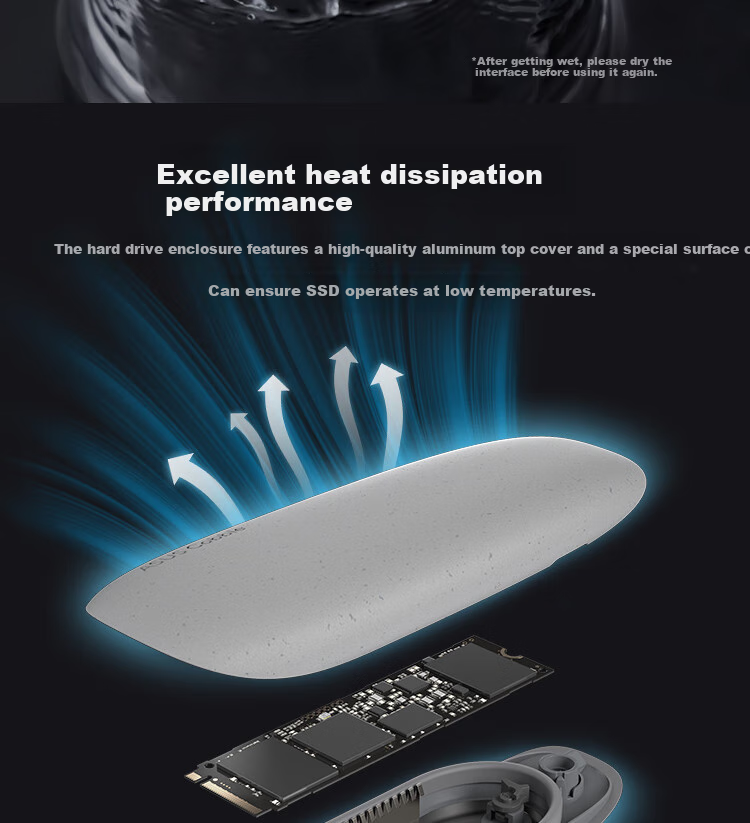 ASUS Cobble Gray M.2 High-Speed Portable SSD Enclosure NVMe and SATA Dual Protocol IP55 Waterproof Dustproof 10Gbps 4