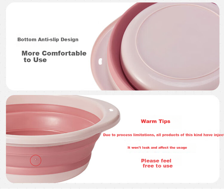 JAJALIN Folding Basin, Face Washing Basin for Home And Student Dormitory Use, Baby Basin, Portable Compressed Travel Basin, Small Size, Pink 4