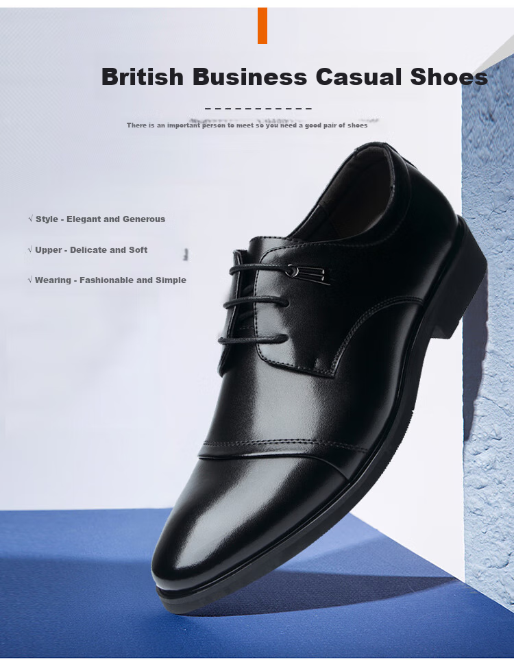 Poitulas Men's Leather Shoes, Business Casual Shoes with Three-Point Lace-Up, Formal Dress Shoes, Wedding Shoes for Men, 6806 Black, Size 38 1