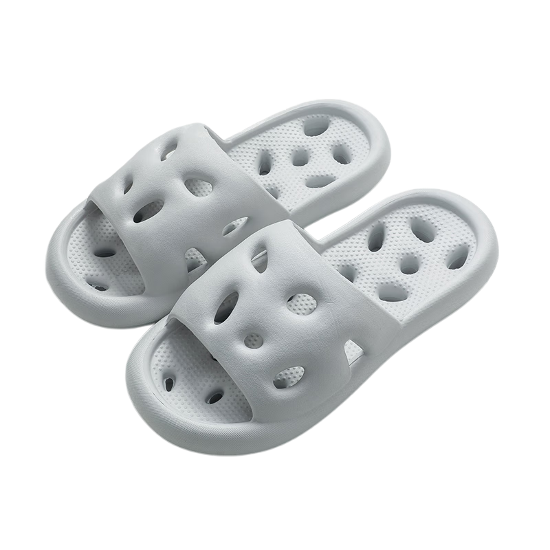 XGGC Hollow Bathroom Slippers for Men, Summer Home Shower Non-Slip Water-Draining Quick-Drying Sandals for Men, Gray, Size 44-45