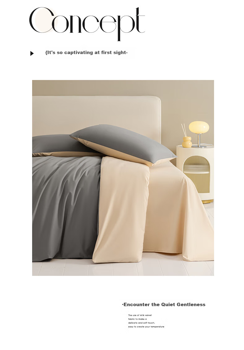 La Torretta Antibacterial Class A Pure Cotton Brushed Duvet Cover, Single Piece, 100% Cotton Single Bedding Cover 150x200cm, Gray Soft Coffee 6