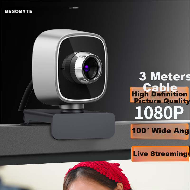 GESOBYTE C308 1080P HD Live Streaming Camera with Facial Recognition, Real-Name Verification for Hotels And Driving Schools, Video Calls, Conferences, Online Classes, Home Computer Laptop Desktop Plug-And Microphone