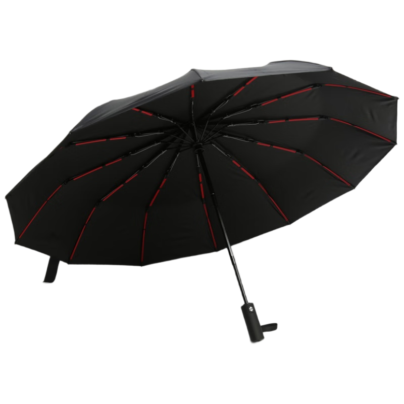 JD Original Black Knight 60-Rib Reinforced Fully Automatic Umbrella, Rain And Sun Umbrella for Men And Women, Folding Umbrella with Black Coating, 23 Inches 105cm