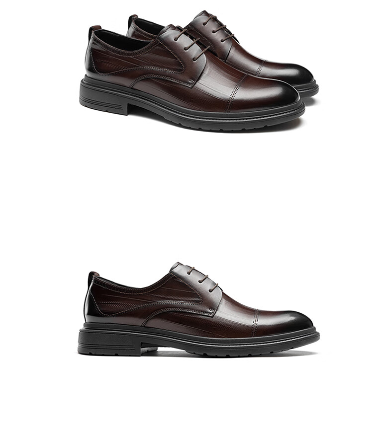 Aokang Men's Shoes, Spring Business Formal Leather Shoes, Men's Work Commute Lace-Up Leather Shoes, Black, Size 39 14
