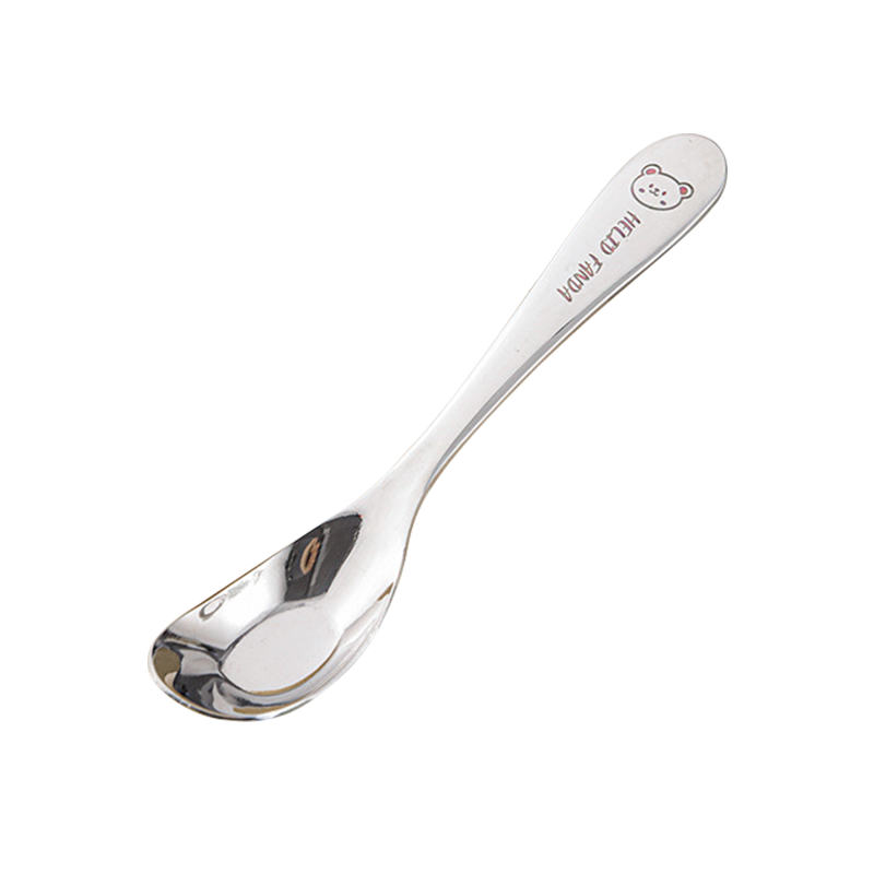 Guangduola Yuanbao Spoon, 316L Stainless Steel Baby Food Spoon, Children's Long-Handled Feeding Spoon, Soup Spoo