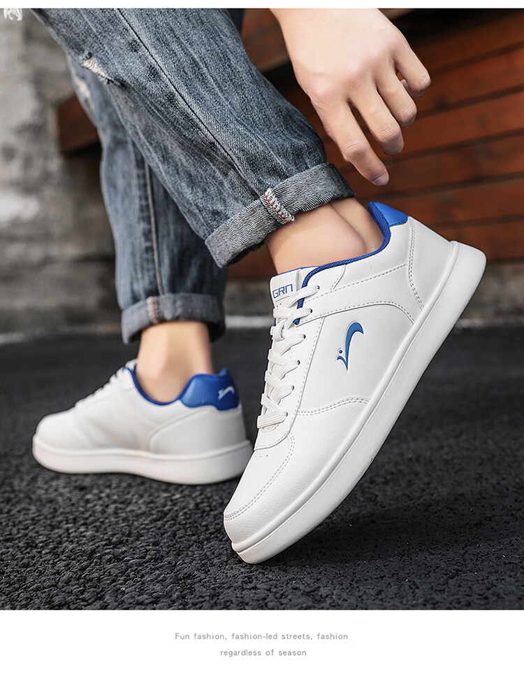 Guirenniao Men's Sneakers, Skateboard Shoes, White Shoes, Breathable, Soft And Bouncy, Simple And Versatile Footwear for Men, White/black, Size 41 17