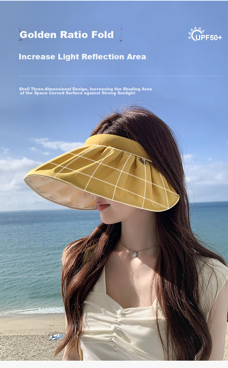 YUZHAOLIN Sun Protection Hat for Women, Summer Visor Sun Hat, UV-Resistant Face-Covering Wide-Brim Shell Hat, Dark Night Black 3