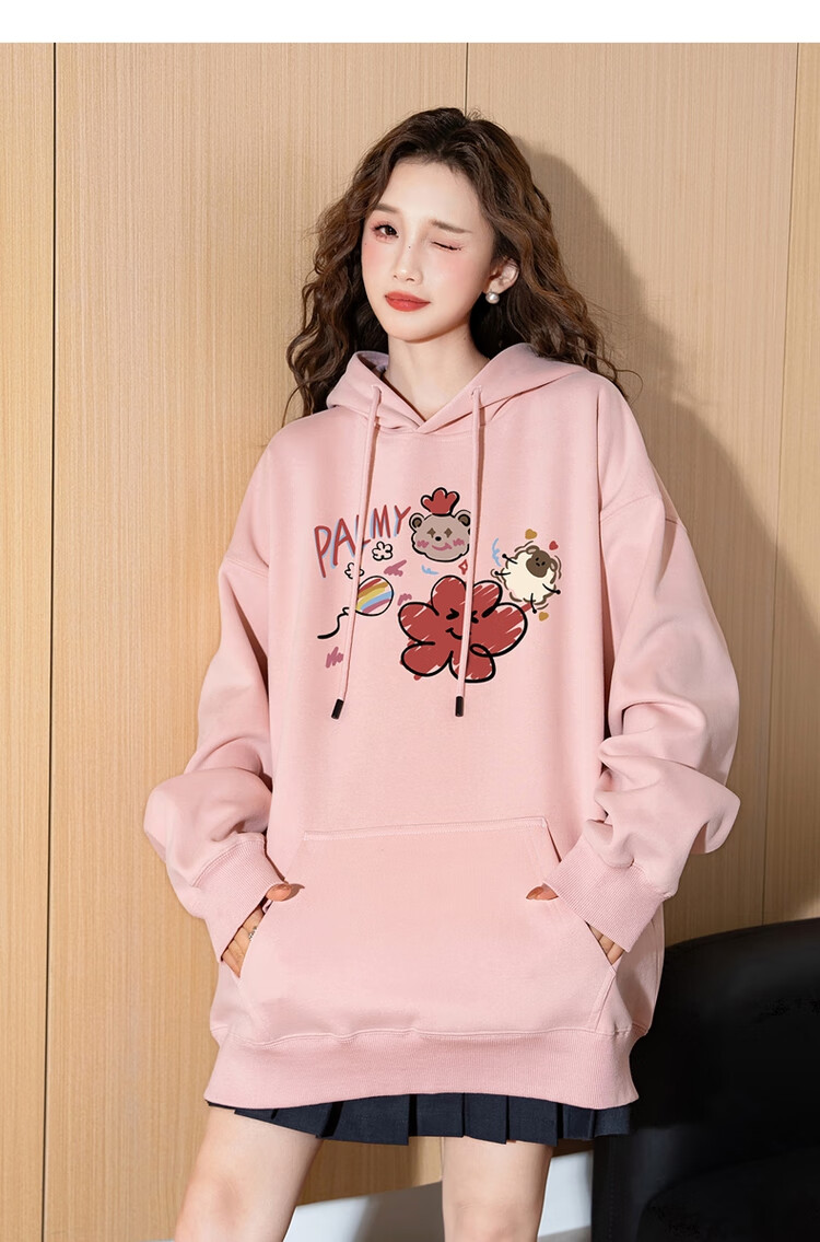 TonLion 2025 Women's Hooded Sweatshirt, Ins Knitted Fun Casual Graffiti Long-Sleeve Sweatshirt, Versatile Trendy, Light Mist Purple, L 11