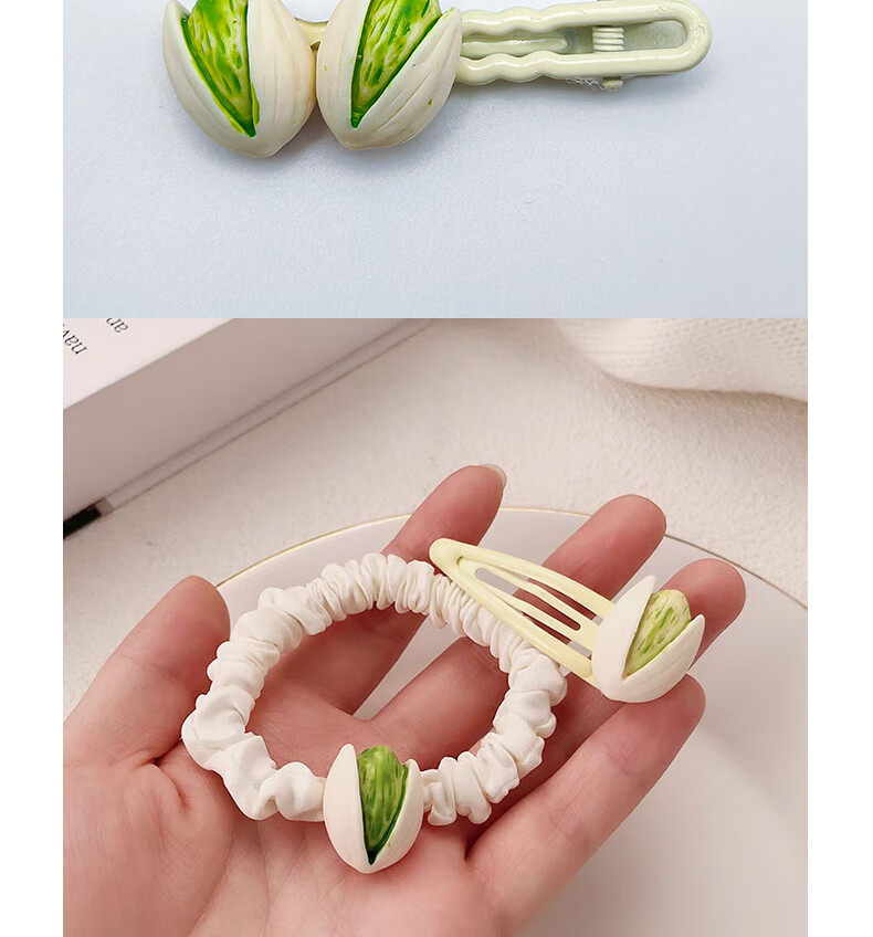 Jiaoxuefei Pistachio Duck-Bill Clips 2-Pack, Forehead Hair Claw Clip, Straight Clip, Side Bangs Clip 2