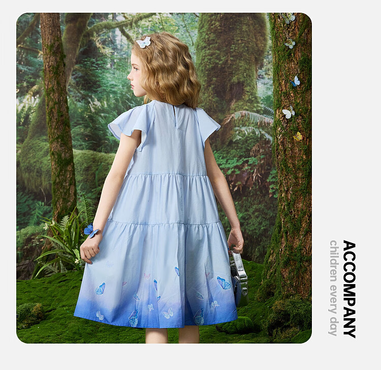 ASK JUNIOR Cotton Children's Dress, Summer Vacation Short-Sleeve Vest Dress, Girls' Butterfly Princess Dress 4