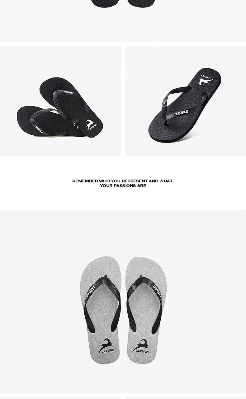 LURAD Men's Flip-Flops, Summer Sandals, Trendy And Simple, Black Beach Slippers for Outdoor Wear, Black, Size 41-42 5