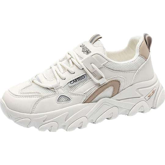CARTELO Women's Casual Shoes, Spring Dad Shoes, Fashionable Sneakers, Running Shoes for Women, 0939 Beige, Size 38