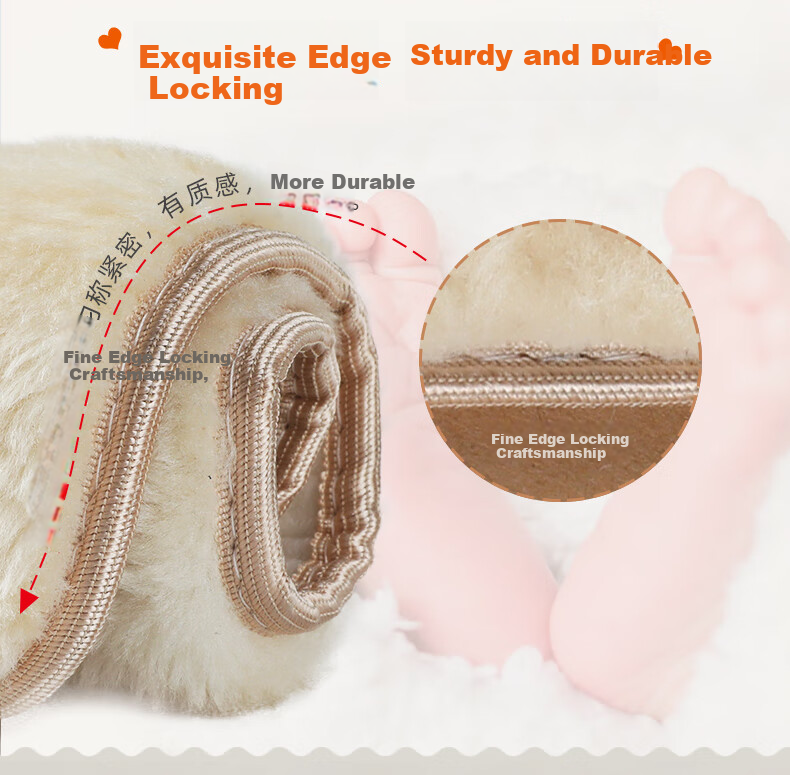 FOOTOPPO Children's Warm Insoles, Girls' Winter Wool Fleece-Lined Soft Plush Sweat-Absorbing Insoles for Boys in Winter 5