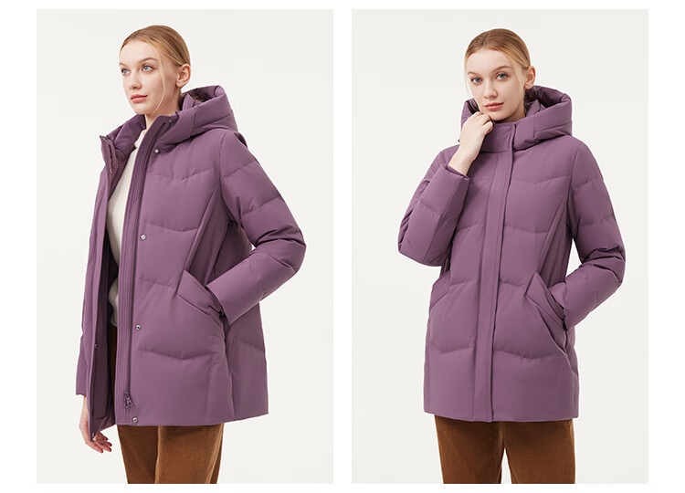 Tanboer Women's Mid-Length Hooded Down Jacket Casual Thickened Coat for Moms 510506D Black Size 170 23