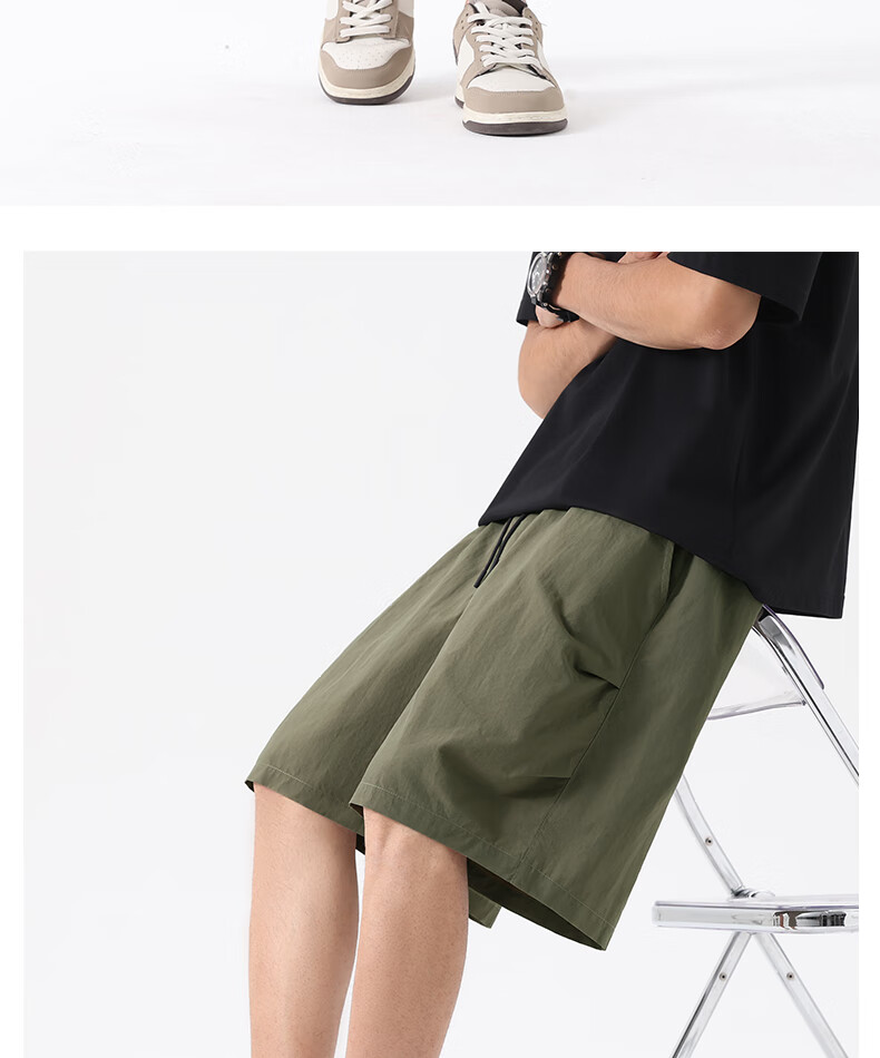 MINISO Men's Shorts, 2026 New American Trendy Workwear Style, Summer Outdoor Functional Loose-Fit Mid-Length Pants, Army Green, XL 19