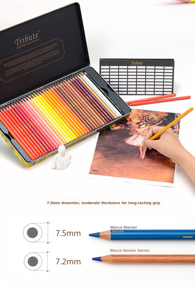MARCO Master Oil-Based Colored Pencils Art Student Set for Boys And Girls, Students Colored Pencils Birthday Gift Master Premium [Oil-Based 48 Colors] 4